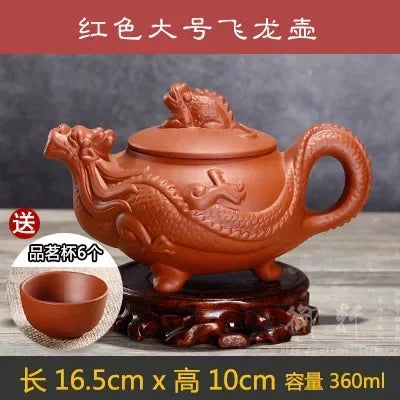 7pcs Kung Fu Tea Set [1 Teapot + 6 Cups Set] 300ml-400ml Chinese Xi Shi Porcelain Tea Sets Ceramic Yixing Purple Clay Kettle