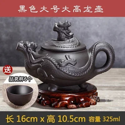 7pcs Kung Fu Tea Set [1 Teapot + 6 Cups Set] 300ml-400ml Chinese Xi Shi Porcelain Tea Sets Ceramic Yixing Purple Clay Kettle