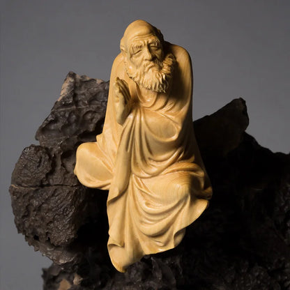 8/11 Cm Dharma Statue Living Room Boxwood Decoration Home Accessories Wood Craft Collection Art Zen Buddhism