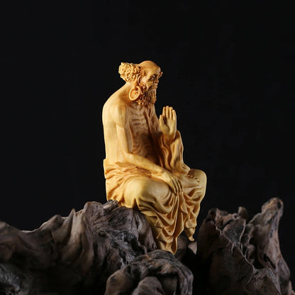 8-17cm Dharma Figurines Boxwood Carving Home Feng Shui Carving Handicrafts Carved Wooden Buddha Furnishings Dharma Zen