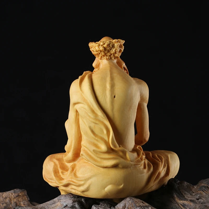 8-17cm Dharma Figurines Boxwood Carving Home Feng Shui Carving Handicrafts Carved Wooden Buddha Furnishings Dharma Zen