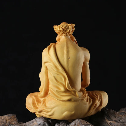 8-17cm Dharma Figurines Boxwood Carving Home Feng Shui Carving Handicrafts Carved Wooden Buddha Furnishings Dharma Zen