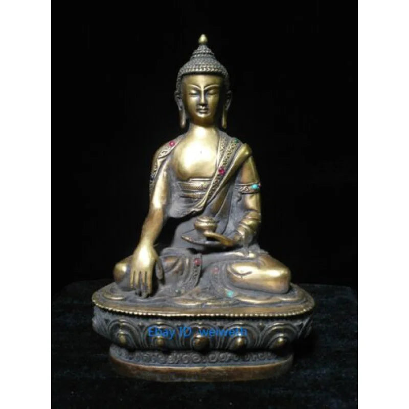 8.26 Inch Collection Old Chinese Bronze Handmade Sakyamuni Buddha Statue 20CM