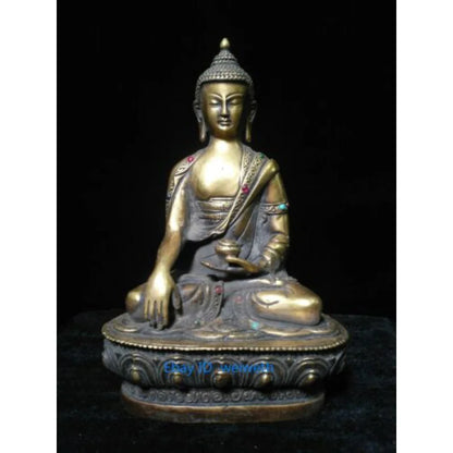8.26 Inch Collection Old Chinese Bronze Handmade Sakyamuni Buddha Statue 20CM