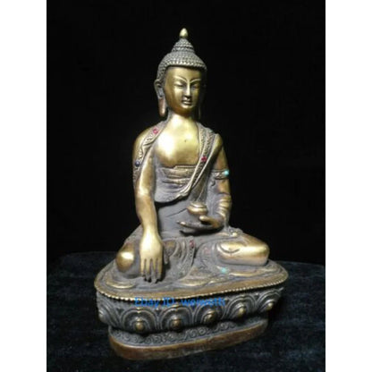 8.26 Inch Collection Old Chinese Bronze Handmade Sakyamuni Buddha Statue 20CM