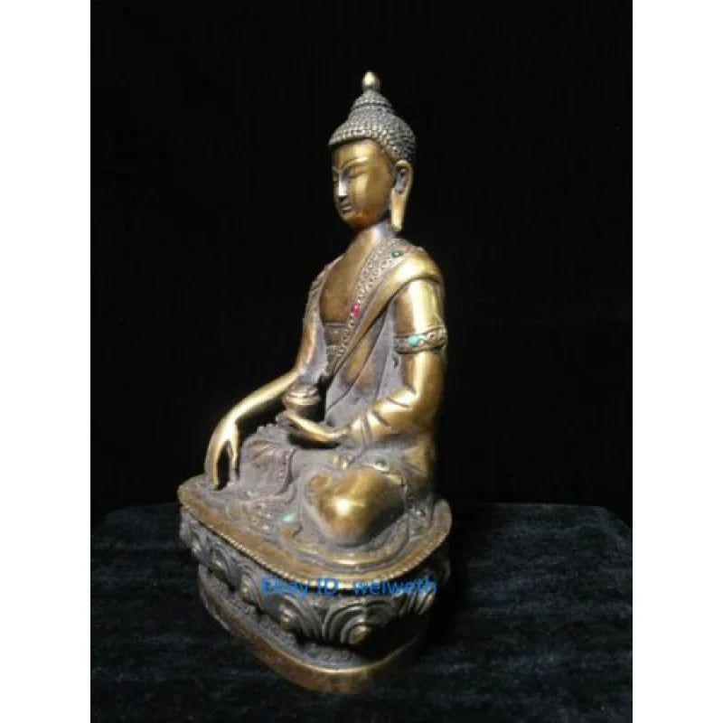8.26 Inch Collection Old Chinese Bronze Handmade Sakyamuni Buddha Statue 20CM