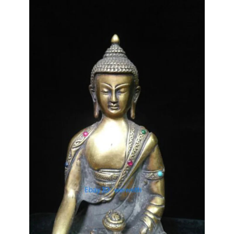 8.26 Inch Collection Old Chinese Bronze Handmade Sakyamuni Buddha Statue 20CM