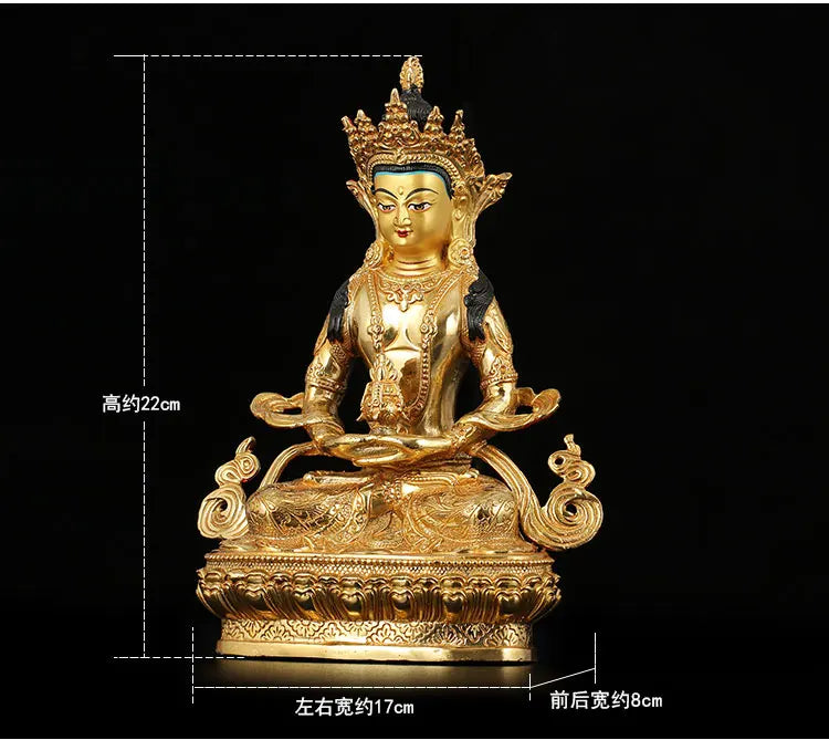 8.5 inch # GOOD Buddha Buddhist bless family home Safety Health wealth efficacious Protection gold Amitabha Buddha -free ship