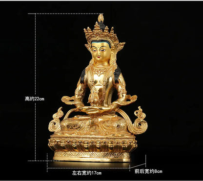 8.5 inch # GOOD Buddha Buddhist bless family home Safety Health wealth efficacious Protection gold Amitabha Buddha -free ship