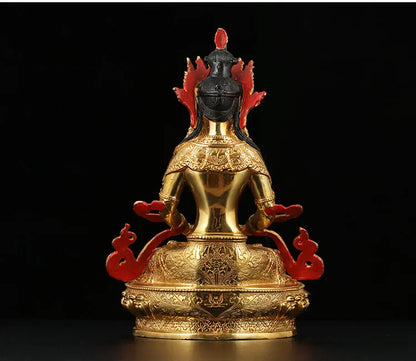 8.5 inch # GOOD Buddha Buddhist bless family home Safety Health wealth efficacious Protection gold Amitabha Buddha -free ship