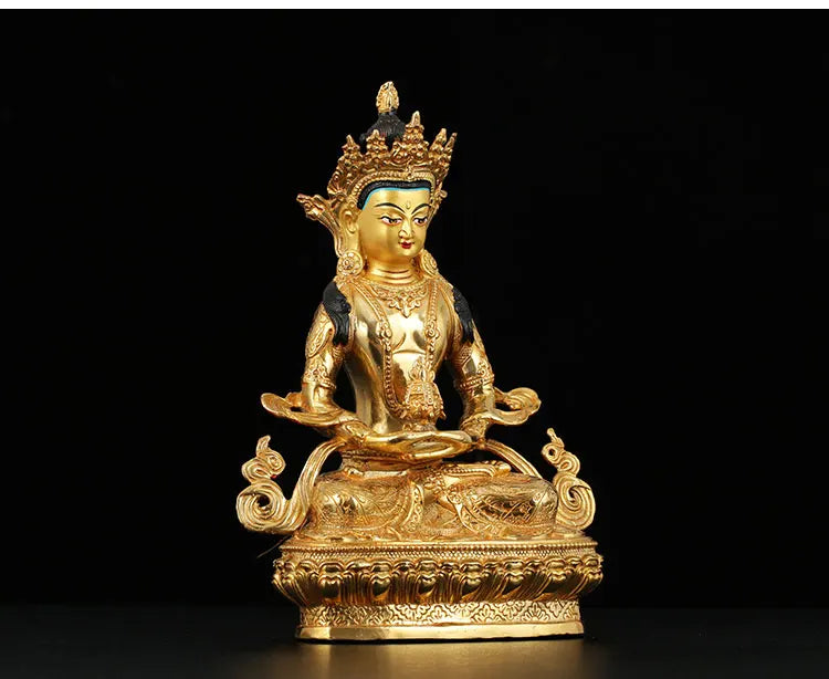 8.5 inch # GOOD Buddha Buddhist bless family home Safety Health wealth efficacious Protection gold Amitabha Buddha -free ship