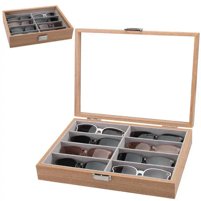 8 Grid Glasses Storage Rack Sunglasses Dispaly Tray Velvet Glasses Display Case Eyeglasses Storage Organizer Box with Lid