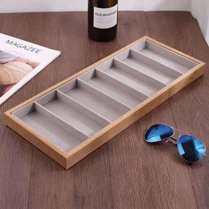 8 Grid Glasses Storage Rack Sunglasses Dispaly Tray Velvet Glasses Display Case Eyeglasses Storage Organizer Box with Lid