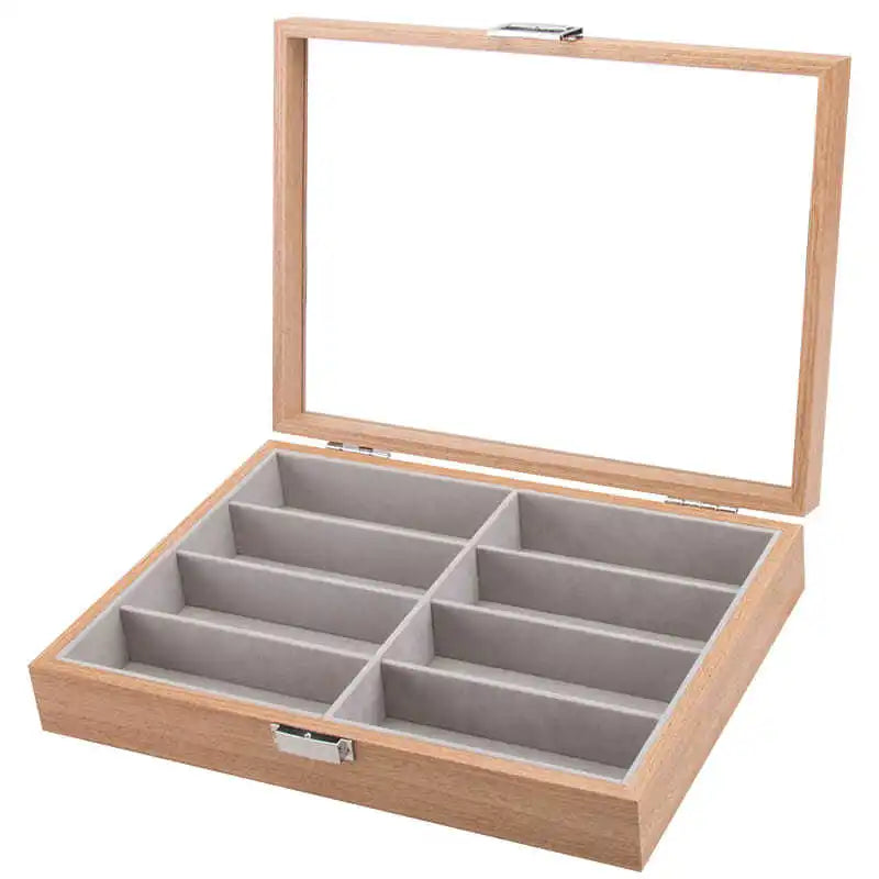 8 Grid Glasses Storage Rack Sunglasses Dispaly Tray Velvet Glasses Display Case Eyeglasses Storage Organizer Box with Lid
