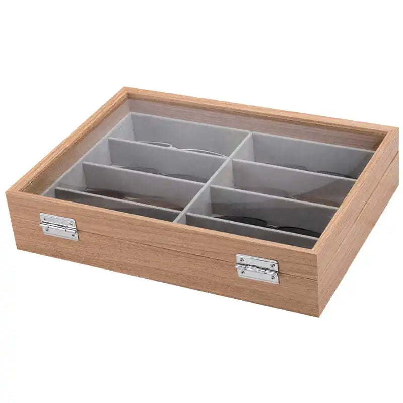 8 Grid Glasses Storage Rack Sunglasses Dispaly Tray Velvet Glasses Display Case Eyeglasses Storage Organizer Box with Lid