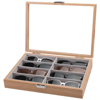 8 Grid Glasses Storage Rack Sunglasses Dispaly Tray Velvet Glasses Display Case Eyeglasses Storage Organizer Box with Lid