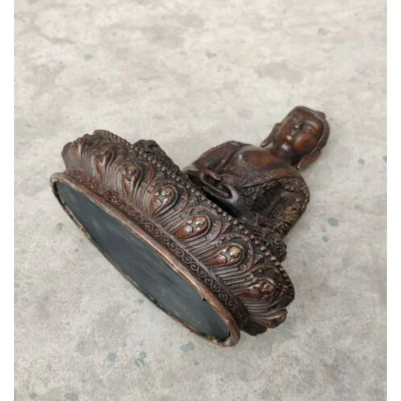 8-Inch Buddhist Old-Fashioned Hand Carved Bronze Statue Amitabha Buddha Guanyin Sakyamo Fortune
