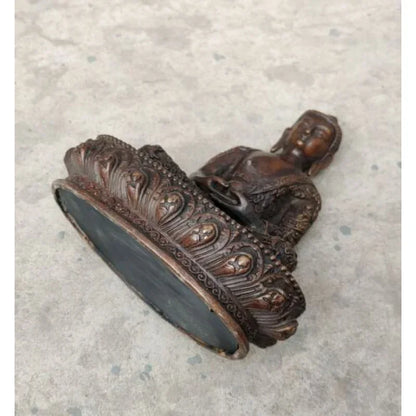 8-Inch Buddhist Old-Fashioned Hand Carved Bronze Statue Amitabha Buddha Guanyin Sakyamo Fortune