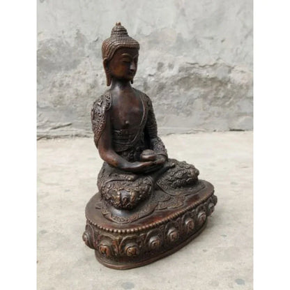 8-Inch Buddhist Old-Fashioned Hand Carved Bronze Statue Amitabha Buddha Guanyin Sakyamo Fortune