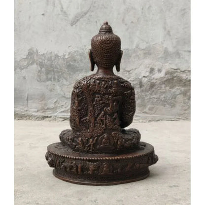 8-Inch Buddhist Old-Fashioned Hand Carved Bronze Statue Amitabha Buddha Guanyin Sakyamo Fortune