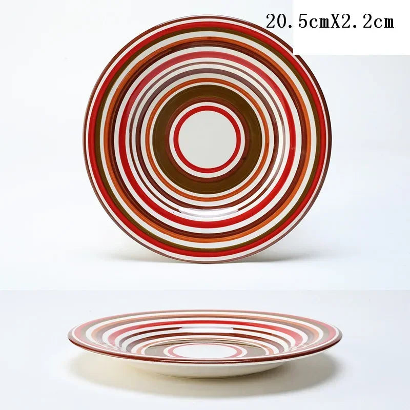 8 Inch Round Hand-painted Flower Ceramic Plate Fruit Salad Plate Dessert Steak Cuisine Kitchen Storage Decorative Tableware 1pc