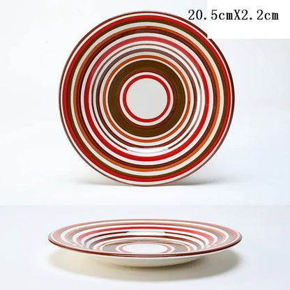 8 Inch Round Hand-painted Flower Ceramic Plate Fruit Salad Plate Dessert Steak Cuisine Kitchen Storage Decorative Tableware 1pc