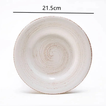 8 Inch Round Hand-painted Flower Ceramic Plate Fruit Salad Plate Dessert Steak Cuisine Kitchen Storage Decorative Tableware 1pc