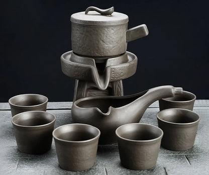 8 Pcs Set Semi Automatic Tea Sets Chinese  Ceramic Purple Clay Tea Set  Tea Cup The Kung Fu Teapot Set