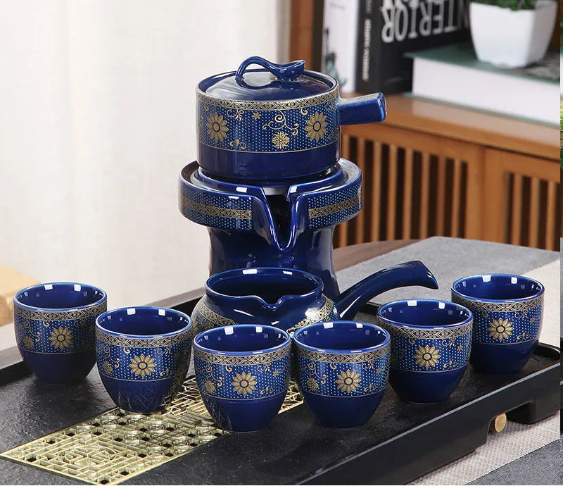 8 Pcs Set Semi Automatic Tea Sets Chinese  Ceramic Purple Clay Tea Set  Tea Cup The Kung Fu Teapot Set