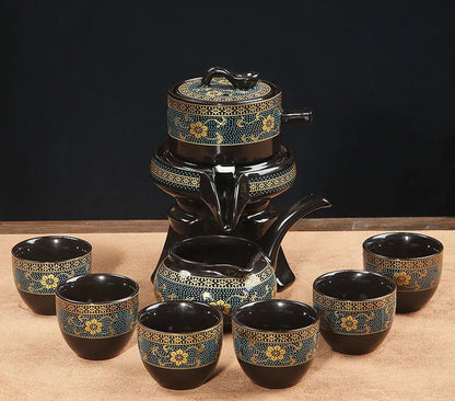 8 Pcs Set Semi Automatic Tea Sets Chinese  Ceramic Purple Clay Tea Set  Tea Cup The Kung Fu Teapot Set