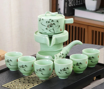 8 Pcs Set Semi Automatic Tea Sets Chinese  Ceramic Purple Clay Tea Set  Tea Cup The Kung Fu Teapot Set