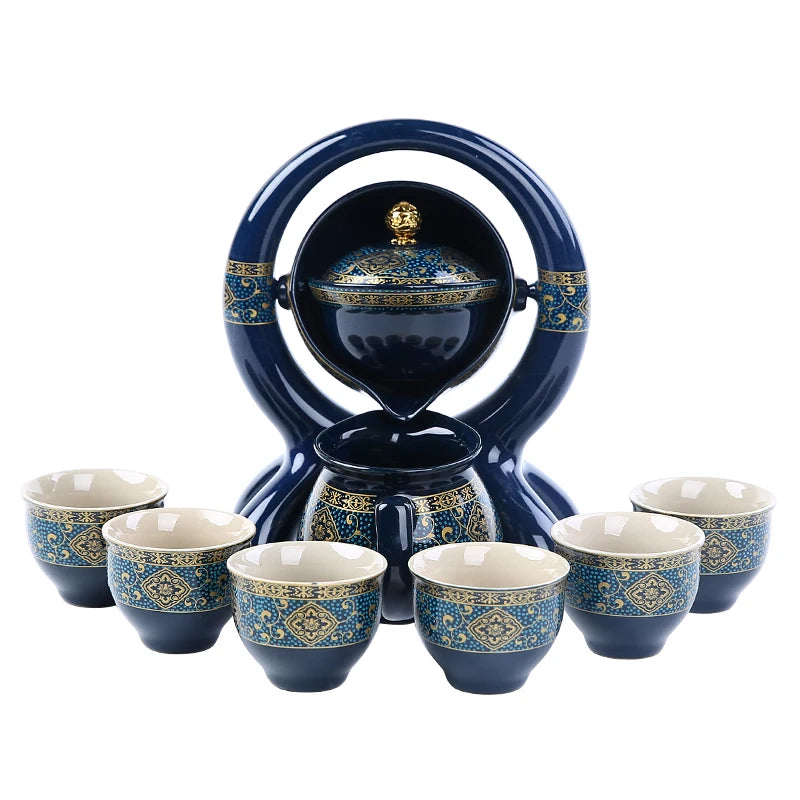 8 Pcs Set Semi Automatic Tea Sets Chinese  Ceramic Purple Clay Tea Set  Tea Cup The Kung Fu Teapot Set