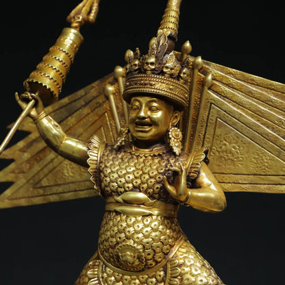 8"Tibet Temple Collection Old Purple Bronze Gilded genuine gold Naiqiong Protector of the Dharma King Worship Hall Town house