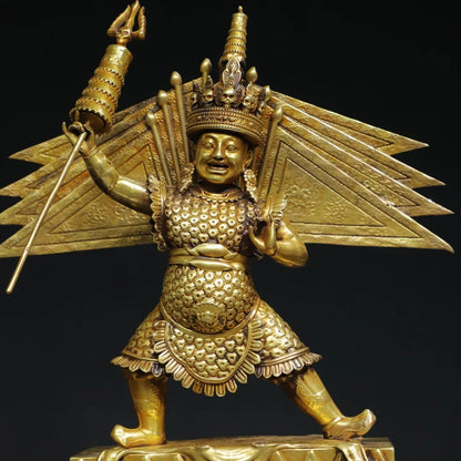 8"Tibet Temple Collection Old Purple Bronze Gilded genuine gold Naiqiong Protector of the Dharma King Worship Hall Town house