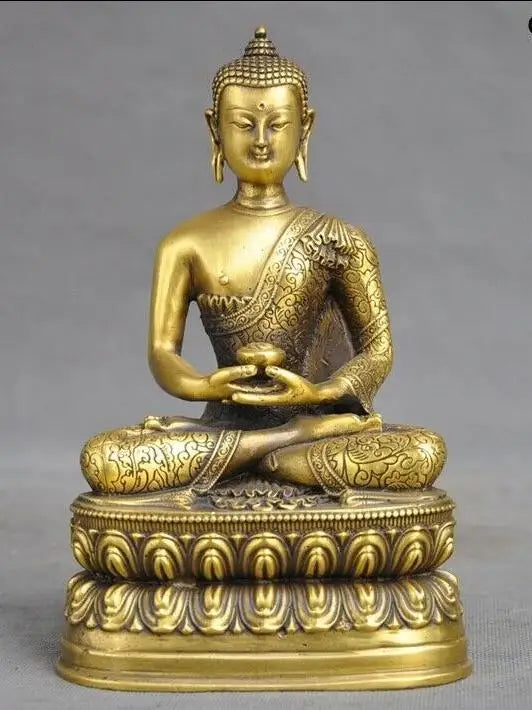 8"Tibetan Buddhism brass copper Shakyamuni Shakya Mani Tathagata Buddha statue