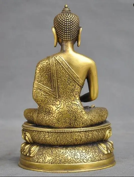 8"Tibetan Buddhism brass copper Shakyamuni Shakya Mani Tathagata Buddha statue