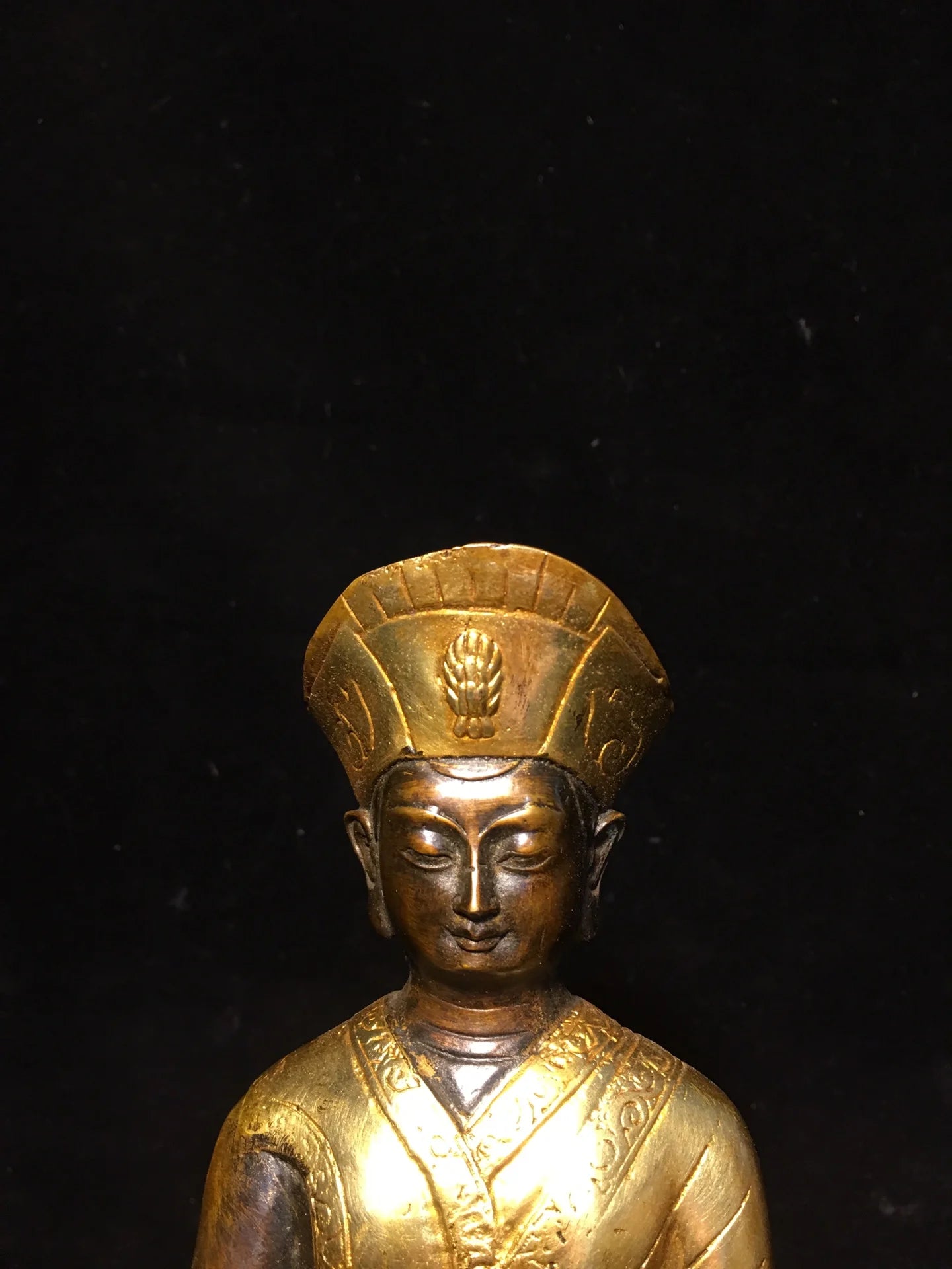 8" Tibetan Temple Collection Purple Bronze Gilt Guru Buddha Buddhist teacher worship buddha Town house Exorcism
