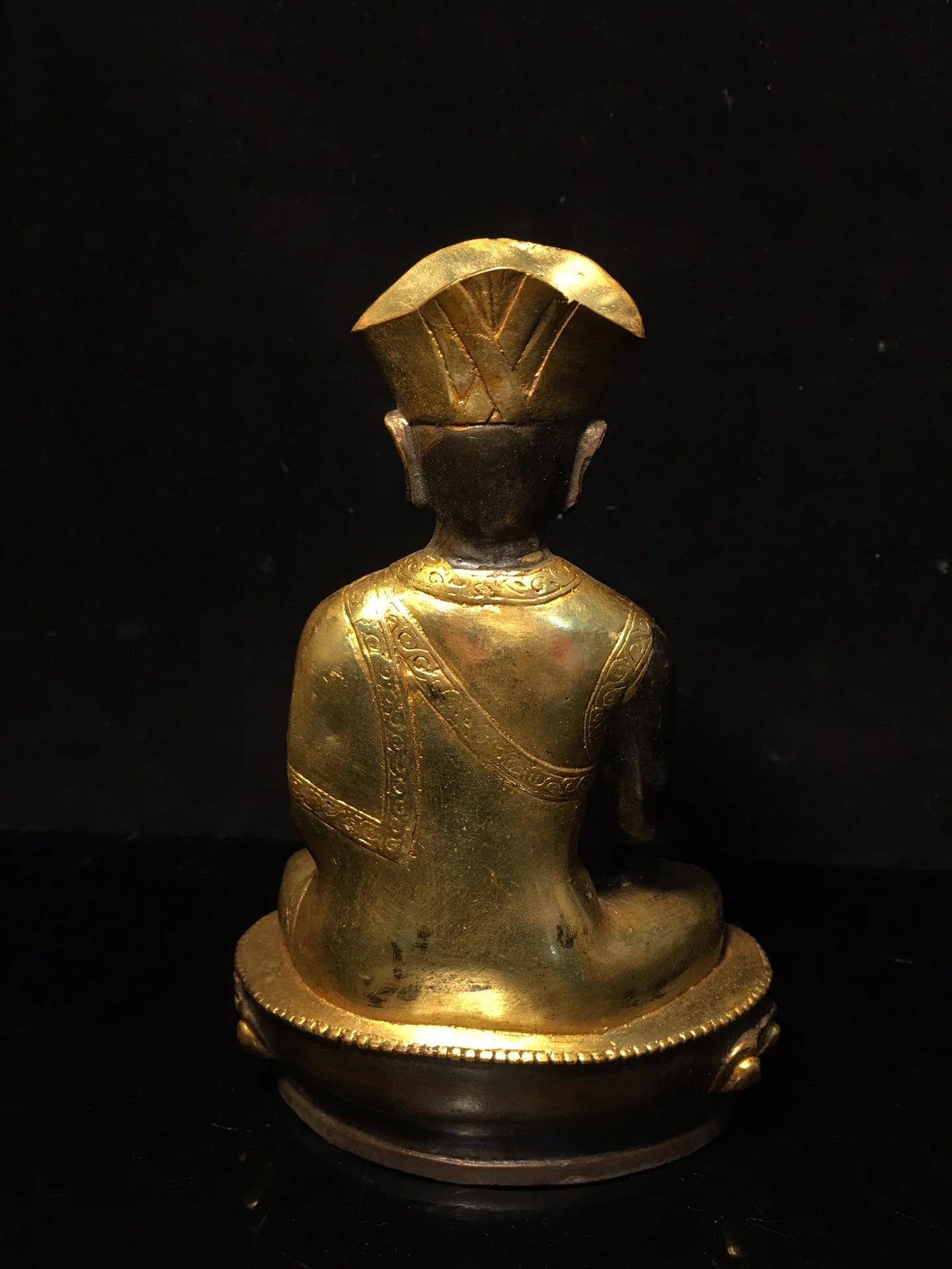 8" Tibetan Temple Collection Purple Bronze Gilt Guru Buddha Buddhist teacher worship buddha Town house Exorcism