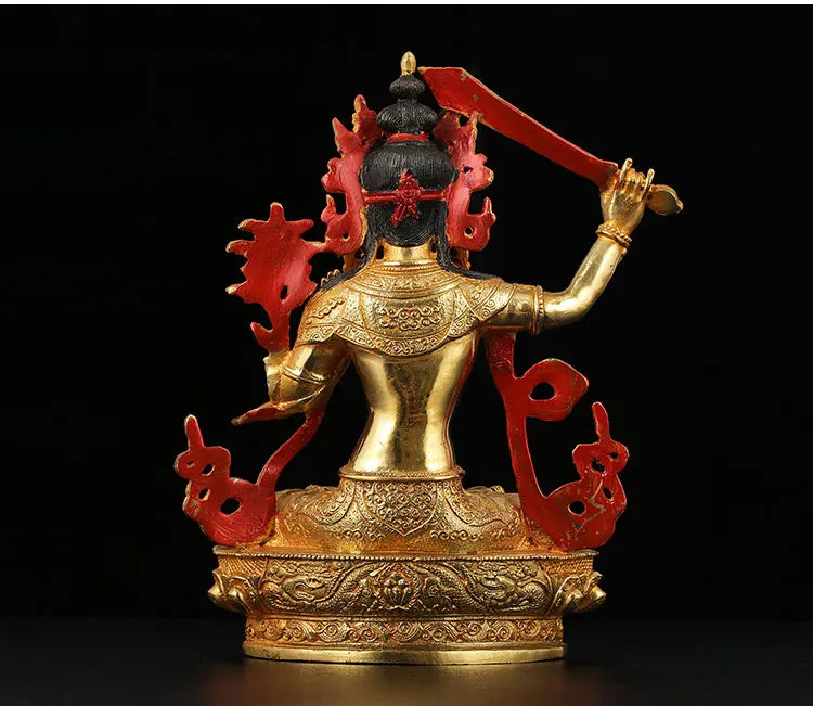 8 inch # GOOD Buddha Buddhist Buddhism bless family home Safety Health wealth efficacious gold Manjusri Buddha Buddha- free ship
