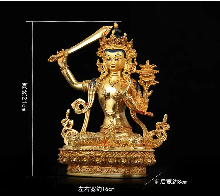 8 inch # GOOD Buddha Buddhist Buddhism bless family home Safety Health wealth efficacious gold Manjusri Buddha Buddha- free ship
