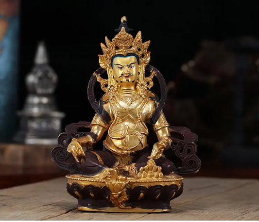 8 inch # GOOD Buddha Buddhist Buddhism family Safety wealth Yellow Jambhala money Fortune God Mammon buddha statue-free shipping