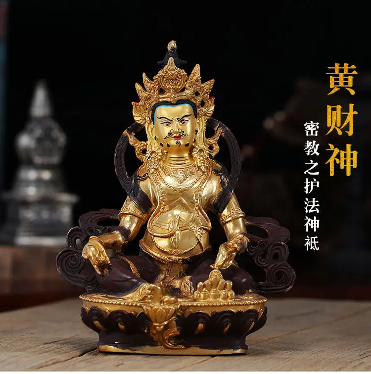 8 inch # GOOD Buddha Buddhist Buddhism family Safety wealth Yellow Jambhala money Fortune God Mammon buddha statue-free shipping