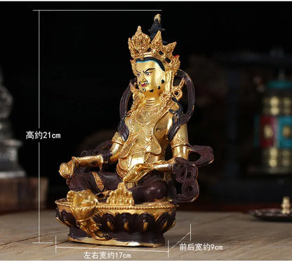 8 inch # GOOD Buddha Buddhist Buddhism family Safety wealth Yellow Jambhala money Fortune God Mammon buddha statue-free shipping