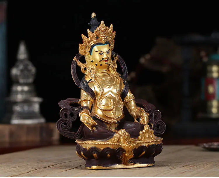 8 inch # GOOD Buddha Buddhist Buddhism family Safety wealth Yellow Jambhala money Fortune God Mammon buddha statue-free shipping