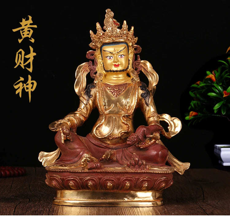 8 inch # GOOD Buddha Buddhist Buddhism family Safety wealth efficacious Yellow Jambhala God of money buddha statue-free shipping