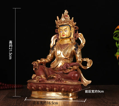 8 inch # GOOD Buddha Buddhist Buddhism family Safety wealth efficacious Yellow Jambhala God of money buddha statue-free shipping