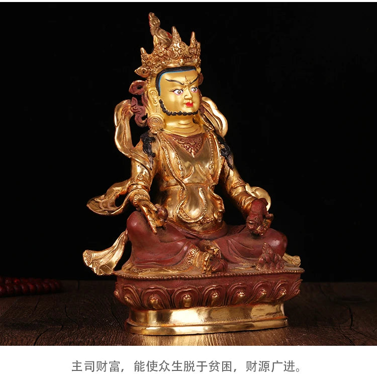 8 inch # GOOD Buddha Buddhist Buddhism family Safety wealth efficacious Yellow Jambhala God of money buddha statue-free shipping