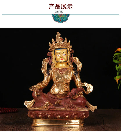 8 inch # GOOD Buddha Buddhist Buddhism family Safety wealth efficacious Yellow Jambhala God of money buddha statue-free shipping