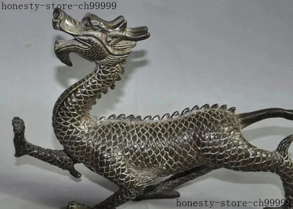 8" lucky china chinese fengshui bronze animal zodiac dragon Statue decorate statue decoration metal handicraft