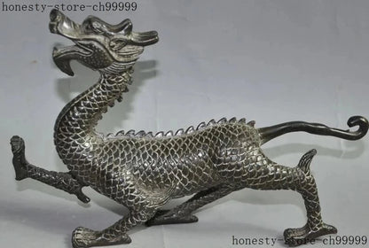 8" lucky china chinese fengshui bronze animal zodiac dragon Statue decorate statue decoration metal handicraft